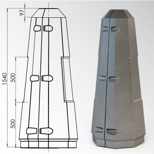 Цоколь восьмигранный стеклопластиковый А1 210х1540 мм в Курске

